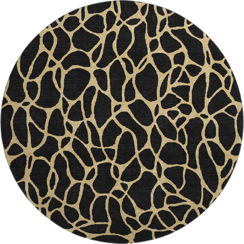 Premium Machine Washable Mayfield AMF1023 Black 8' x 8' Round Rug. Picture 1