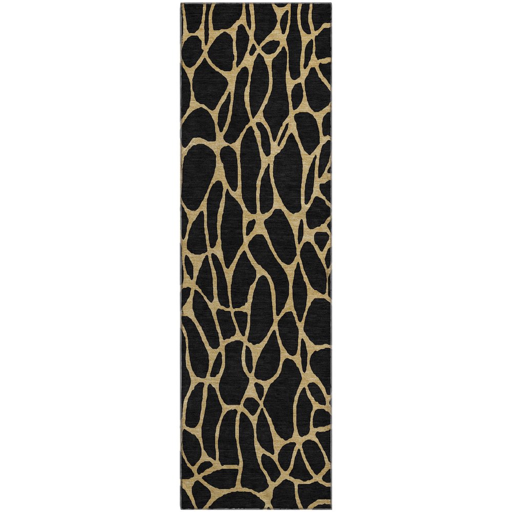 Premium Machine Washable Mayfield AMF1023 Black 2'3" x 7'6" Runner Rug. Picture 1