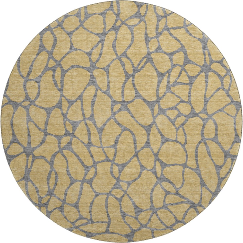 Premium Machine Washable Mayfield AMF1023 Gold 8' x 8' Round Rug. Picture 1