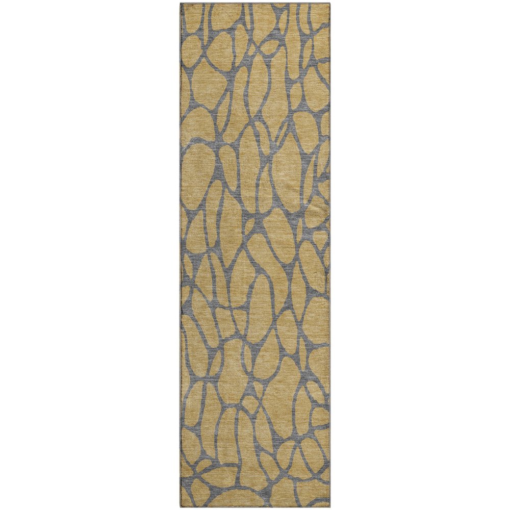 Premium Machine Washable Mayfield AMF1023 Gold 2'3" x 7'6" Runner Rug. Picture 1