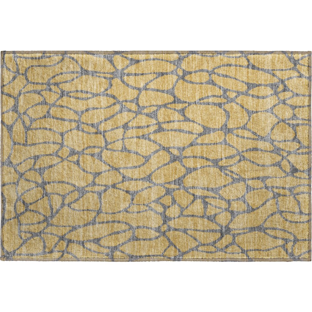 Premium Machine Washable Mayfield AMF1023 Gold 1'8" x 2'6" Rug. Picture 1