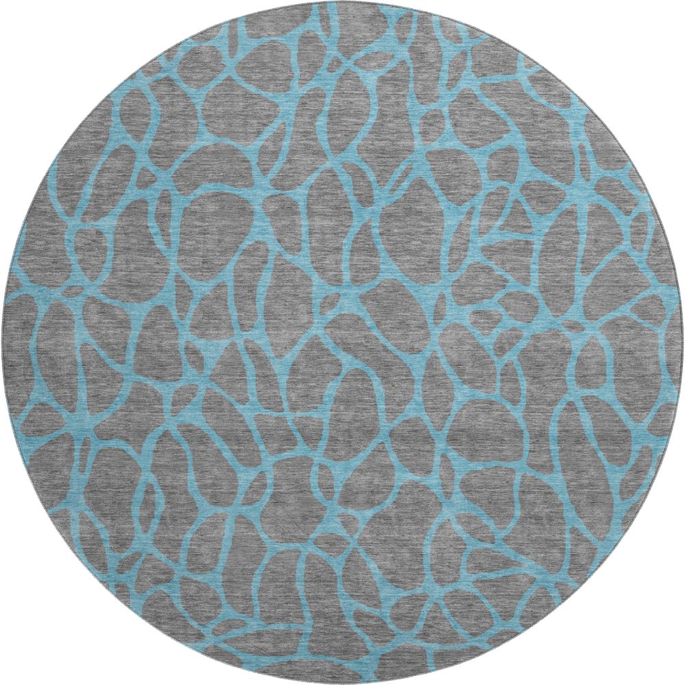 Premium Machine Washable Mayfield AMF1023 Gray 8' x 8' Round Rug. Picture 1