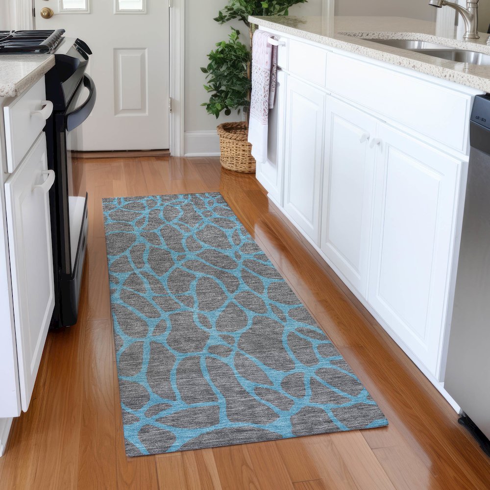 Premium Machine Washable Mayfield AMF1023 Gray 2'3" x 7'6" Runner Rug. Picture 5
