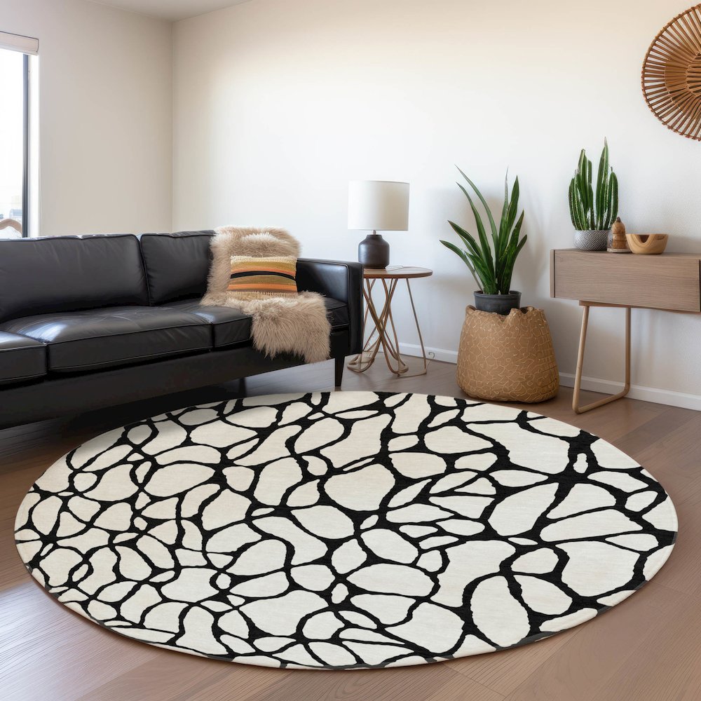 Premium Machine Washable Mayfield AMF1023 Ivory 8' x 8' Round Rug. Picture 5