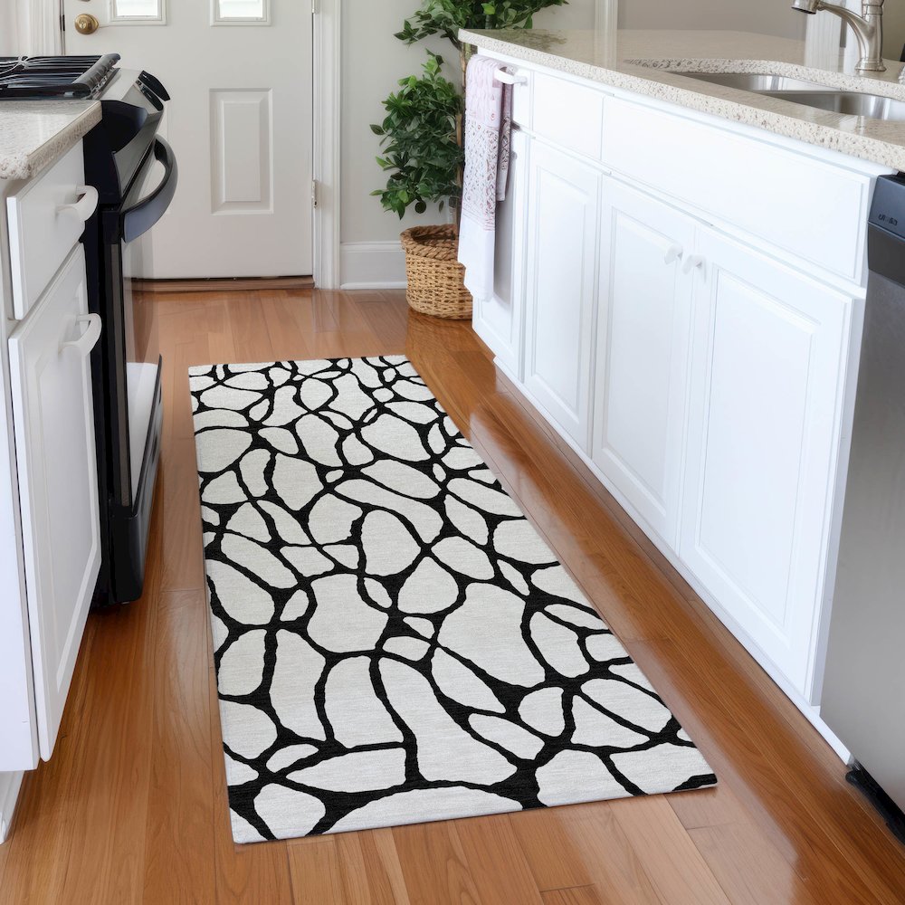 Premium Machine Washable Mayfield AMF1023 Ivory 2'3" x 7'6" Runner Rug. Picture 5