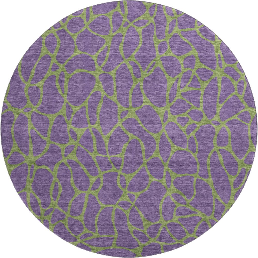 Premium Machine Washable Mayfield AMF1023 Purple 8' x 8' Round Rug. Picture 1