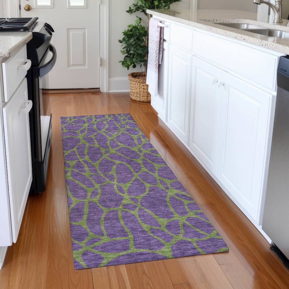 Premium Machine Washable Mayfield AMF1023 Purple 2'3" x 7'6" Runner Rug. Picture 5