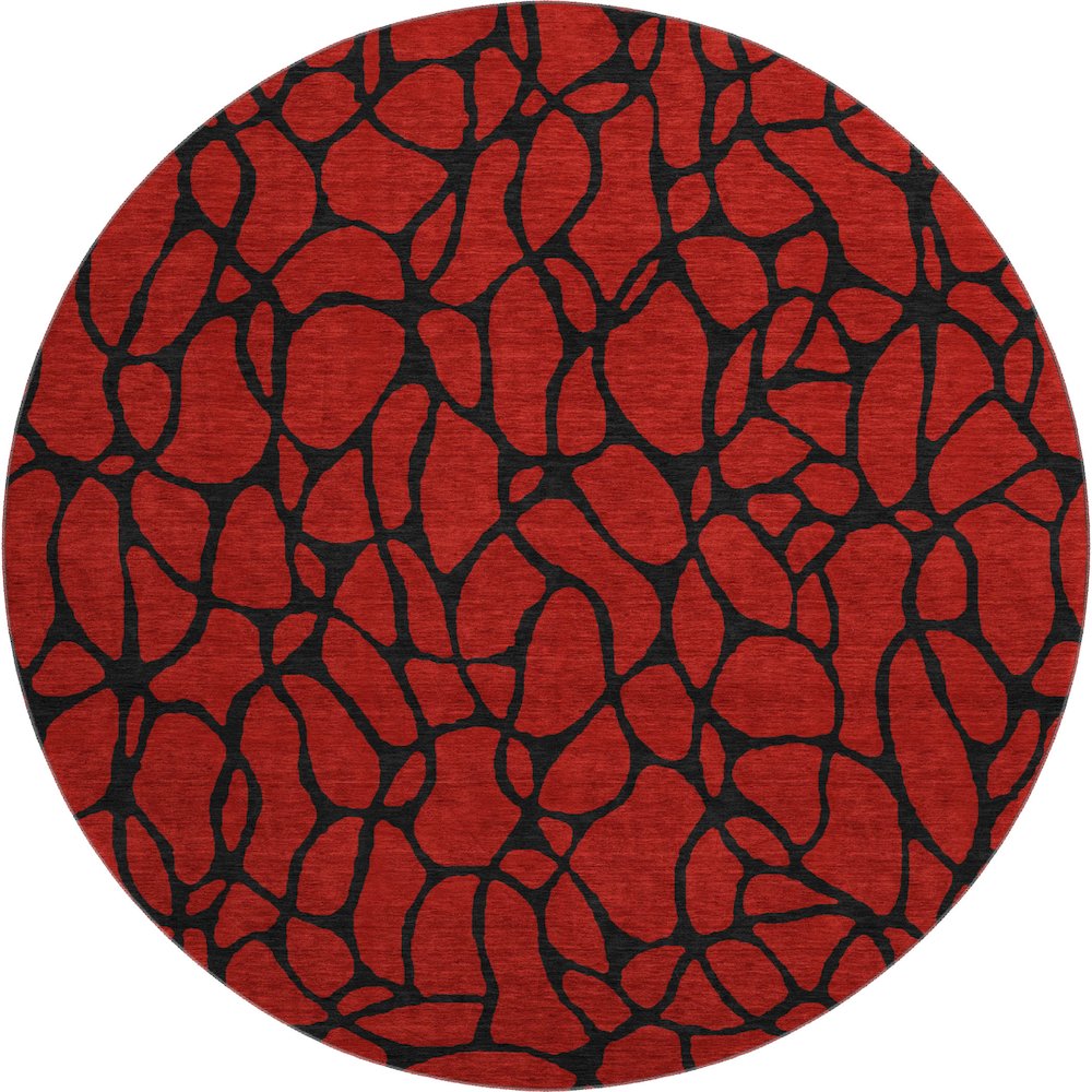 Premium Machine Washable Mayfield AMF1023 Red 8' x 8' Round Rug. Picture 1