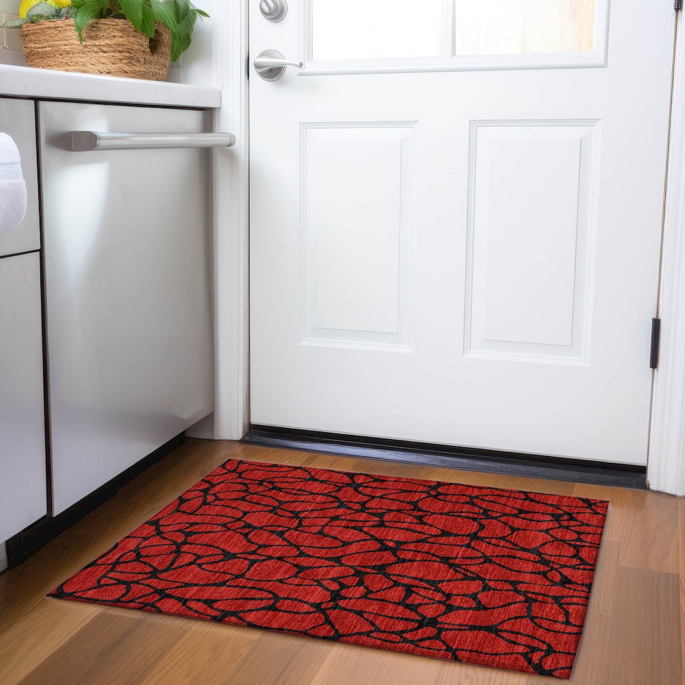 Premium Machine Washable Mayfield AMF1023 Red 1'8" x 2'6" Rug. Picture 5