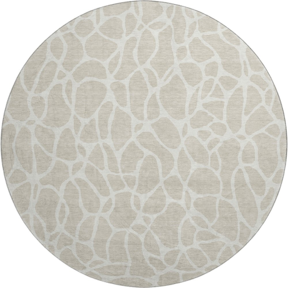Premium Machine Washable Mayfield AMF1024 Beige 8' x 8' Round Rug. Picture 1