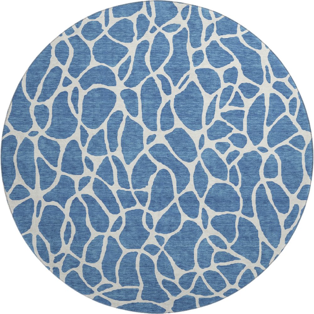 Premium Machine Washable Mayfield AMF1024 Blue 8' x 8' Round Rug. Picture 1