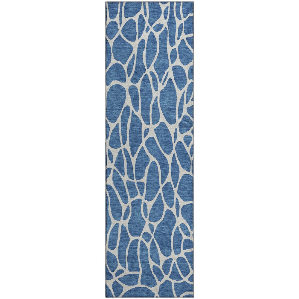 Premium Machine Washable Mayfield AMF1024 Blue 2'3" x 7'6" Runner Rug. Picture 1