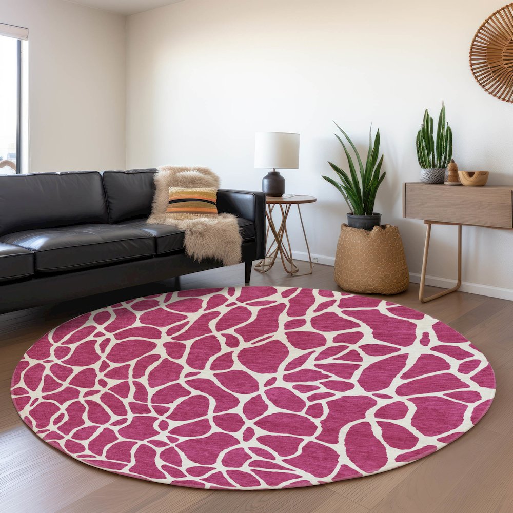 Premium Machine Washable Mayfield AMF1024 Blush 8' x 8' Round Rug. Picture 5