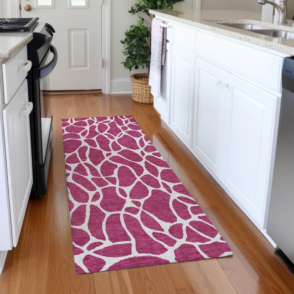 Premium Machine Washable Mayfield AMF1024 Blush 2'3" x 7'6" Runner Rug. Picture 5