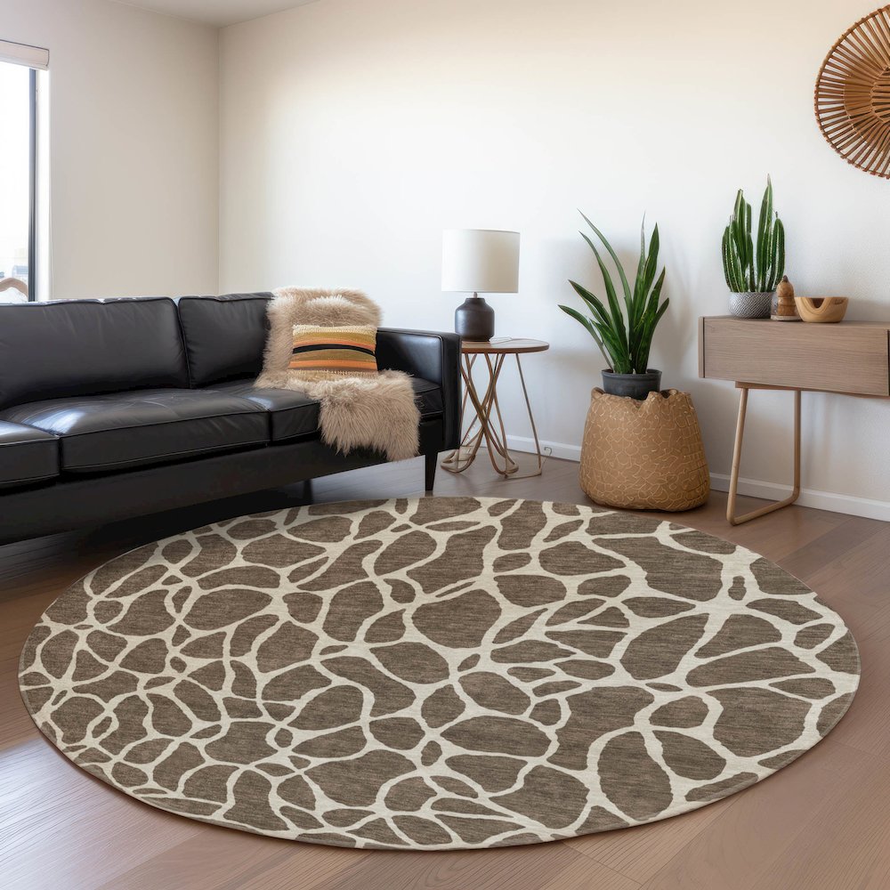 Premium Machine Washable Mayfield AMF1024 Fudge 8' x 8' Round Rug. Picture 5