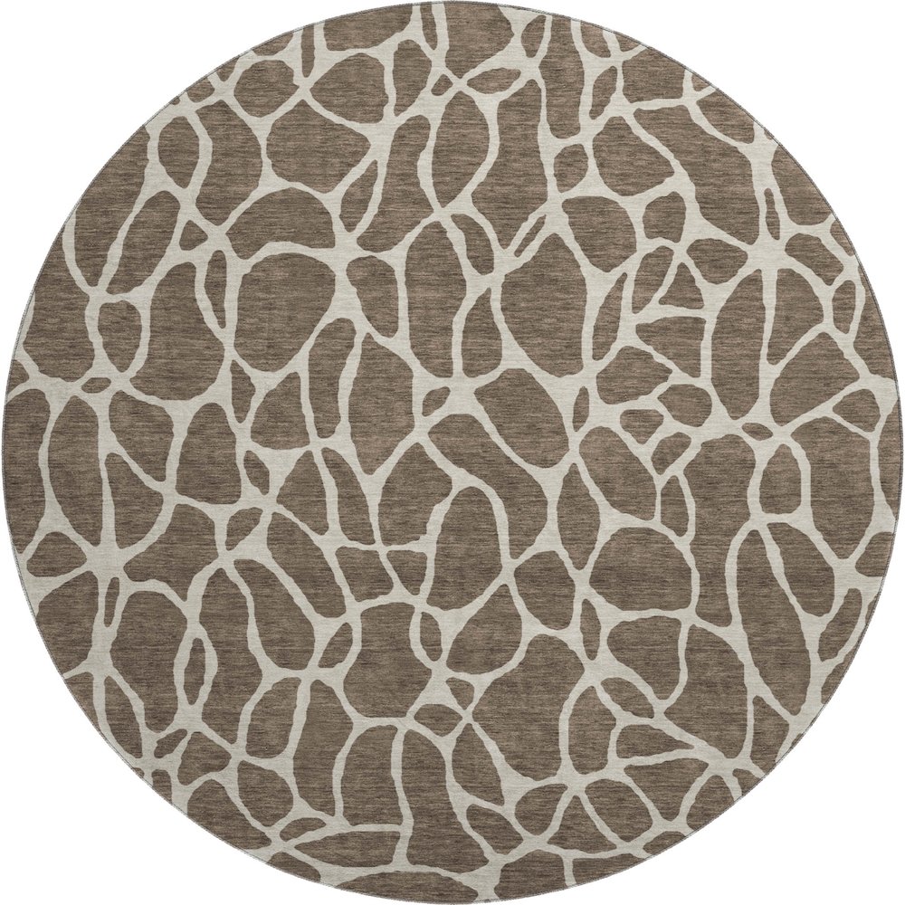 Premium Machine Washable Mayfield AMF1024 Fudge 8' x 8' Round Rug. Picture 1