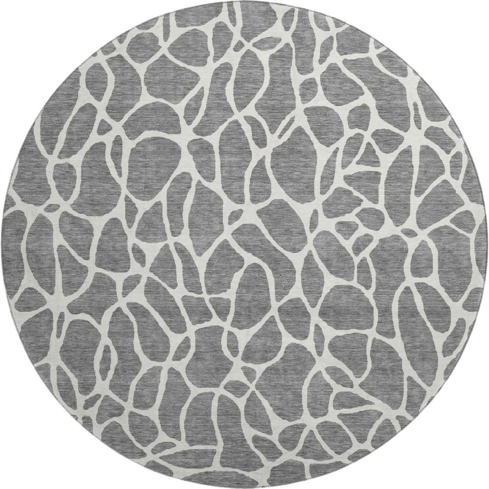 Premium Machine Washable Mayfield AMF1024 Gray 8' x 8' Round Rug. Picture 1