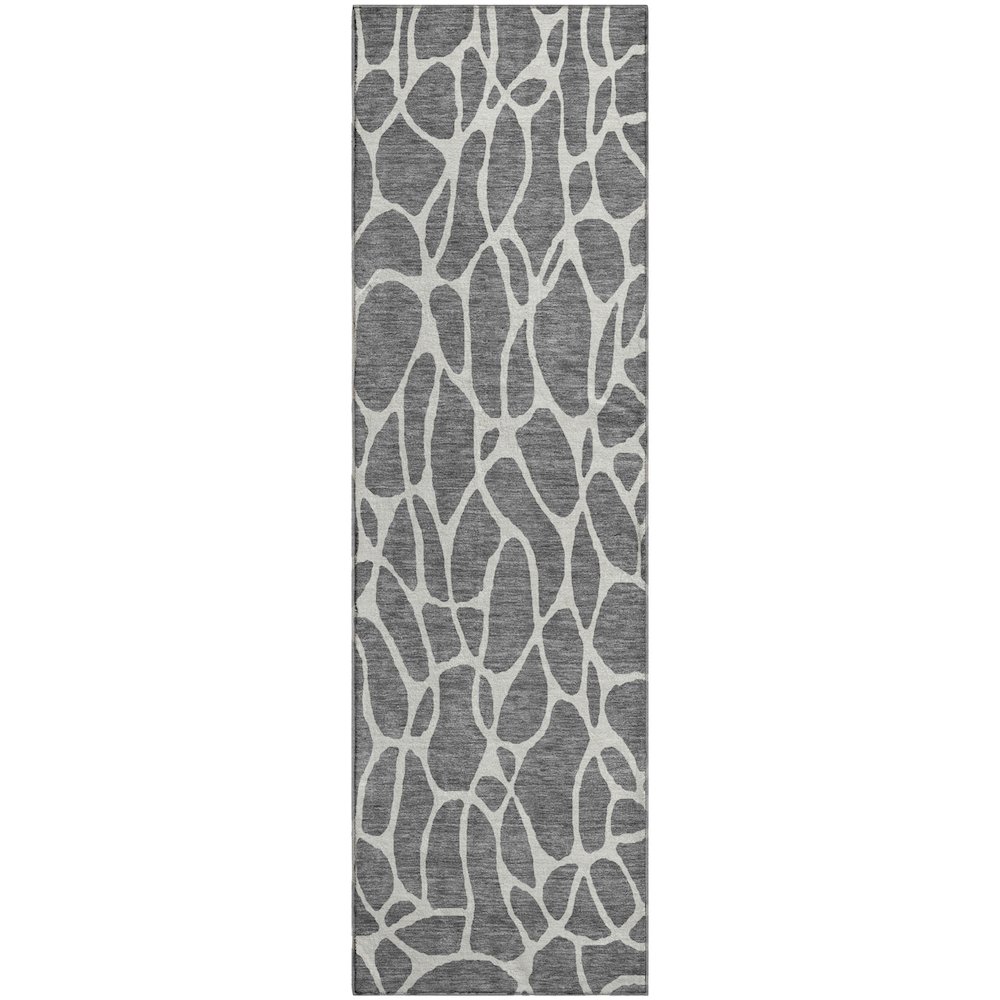 Premium Machine Washable Mayfield AMF1024 Gray 2'3" x 7'6" Runner Rug. Picture 1