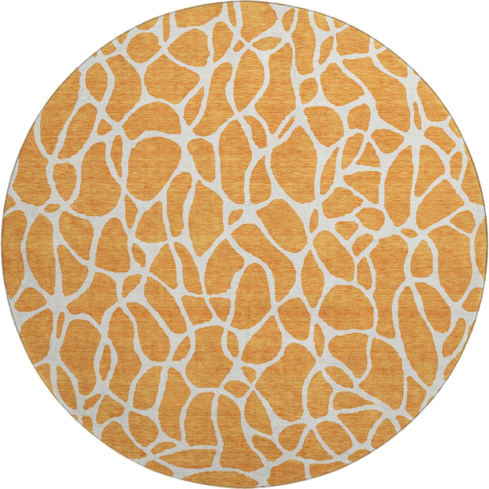 Premium Machine Washable Mayfield AMF1024 Orange 8' x 8' Round Rug. Picture 1