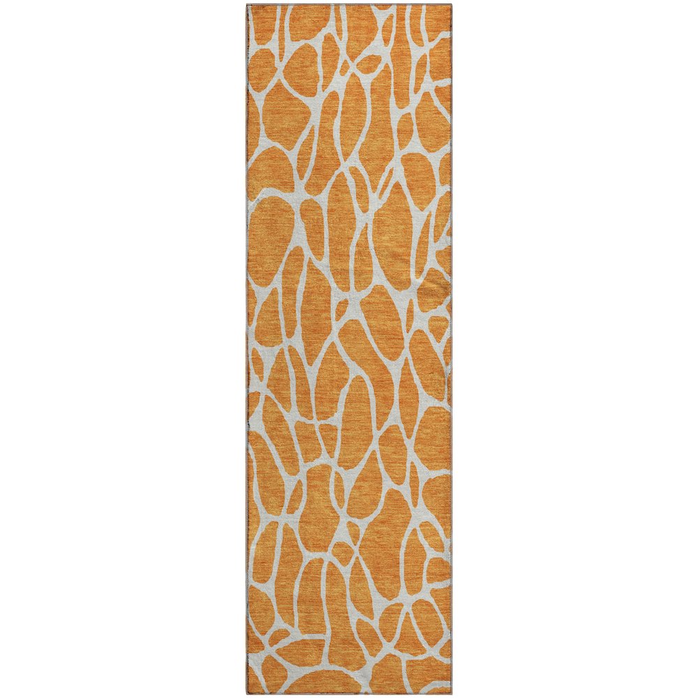 Premium Machine Washable Mayfield AMF1024 Orange 2'3" x 7'6" Runner Rug. Picture 1
