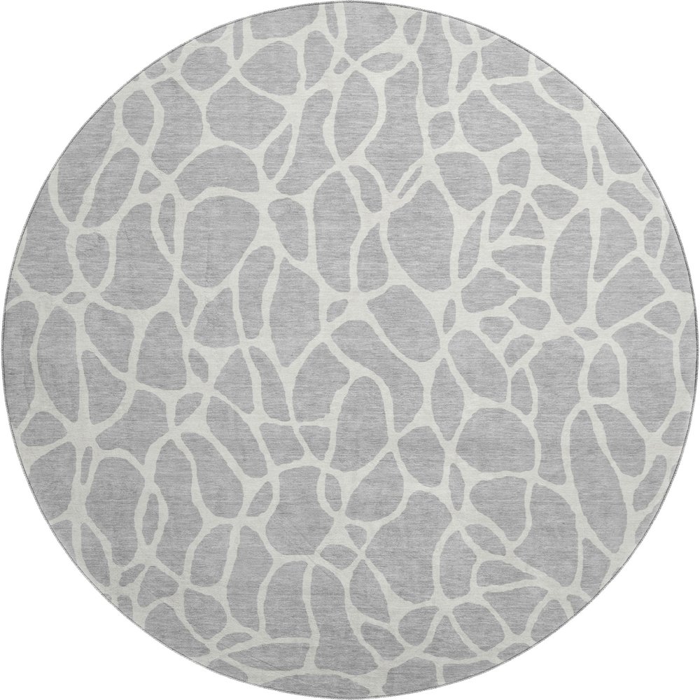 Premium Machine Washable Mayfield AMF1024 Silver 8' x 8' Round Rug. Picture 1