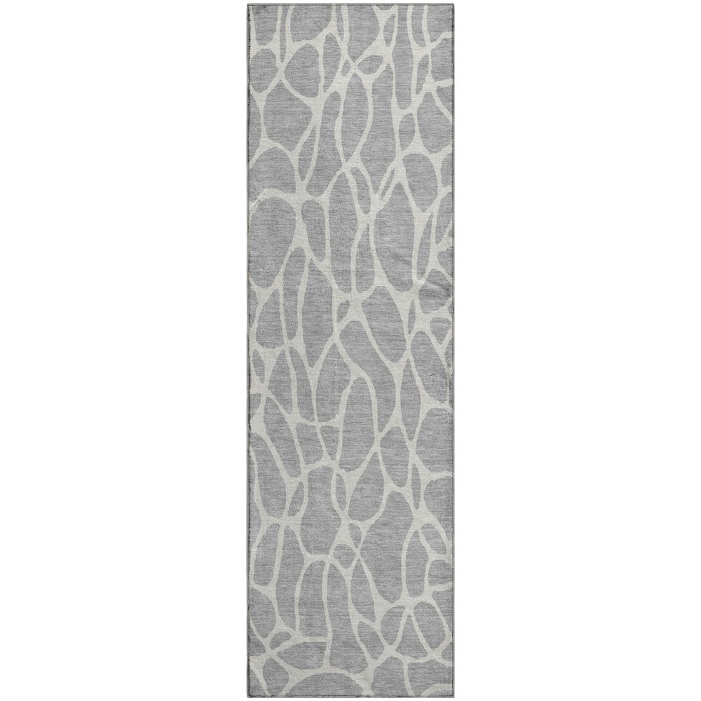 Premium Machine Washable Mayfield AMF1024 Silver 2'3" x 7'6" Runner Rug. Picture 1