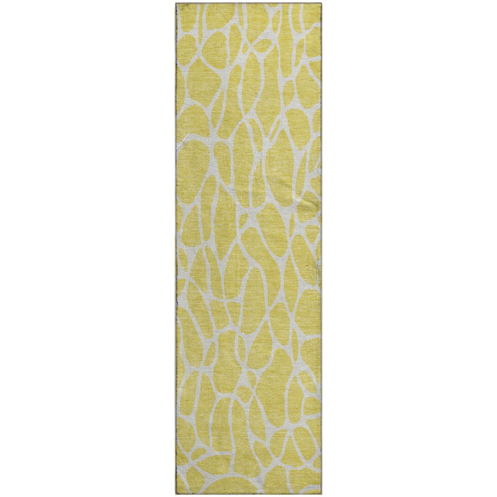 Premium Machine Washable Mayfield AMF1024 Yellow 2'3" x 7'6" Runner Rug. Picture 1