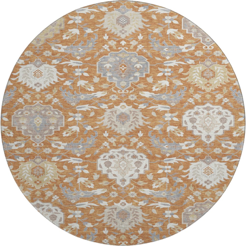 Premium Machine Washable Mayfield AMF1026 Copper 8' x 8' Round Rug. Picture 1