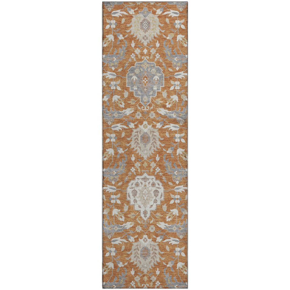 Premium Machine Washable Mayfield AMF1026 Copper 2'3" x 7'6" Runner Rug. Picture 1