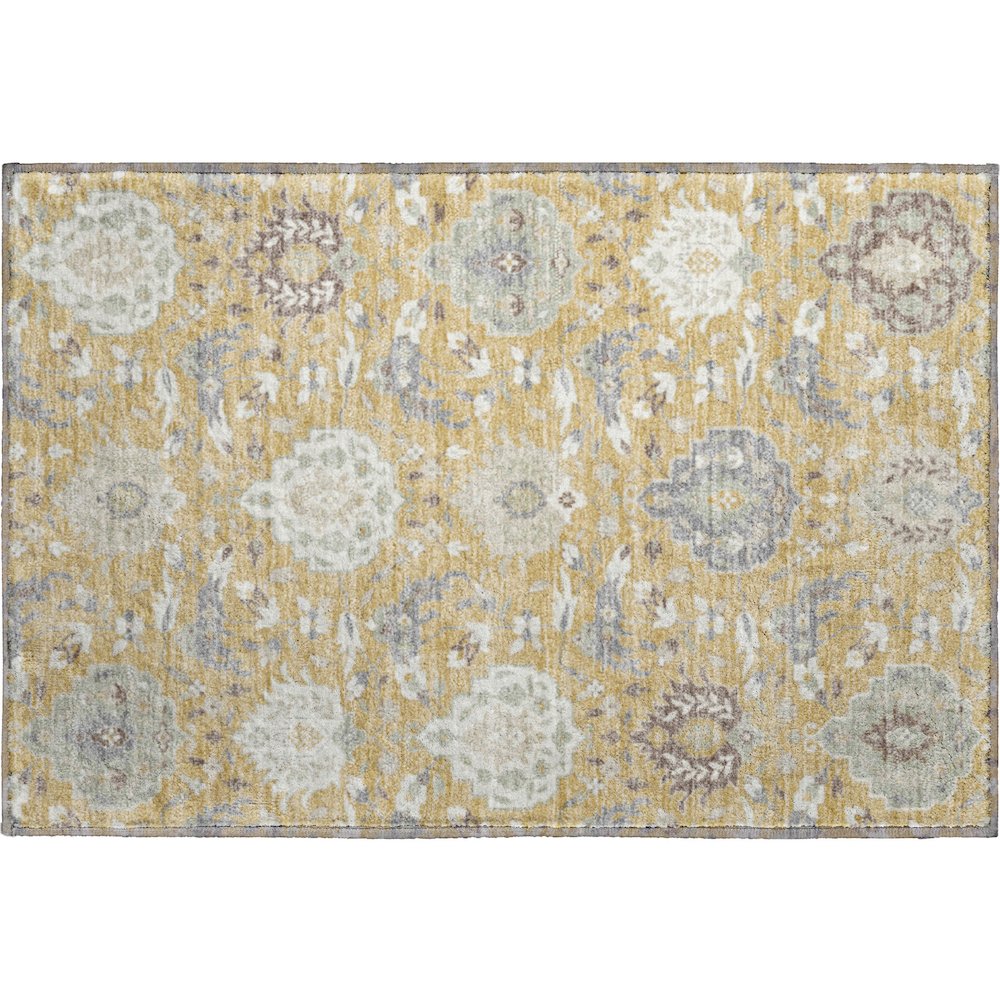 Premium Machine Washable Mayfield AMF1026 Gold 1'8" x 2'6" Rug. Picture 1