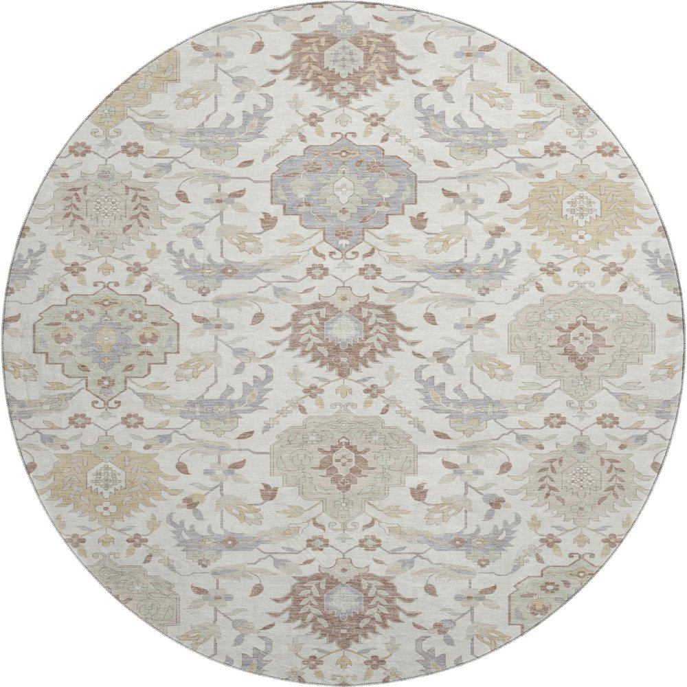 Premium Machine Washable Mayfield AMF1026 Ivory 8' x 8' Round Rug. Picture 1
