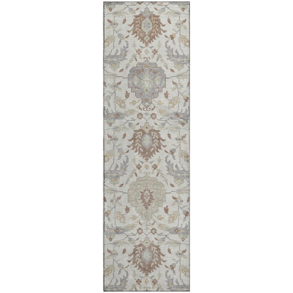 Premium Machine Washable Mayfield AMF1026 Ivory 2'3" x 7'6" Runner Rug. Picture 1