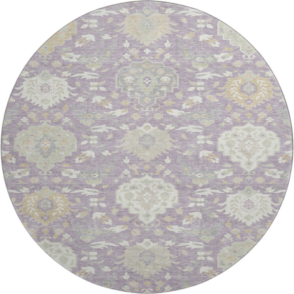 Premium Machine Washable Mayfield AMF1026 Lavender 8' x 8' Round Rug. Picture 1