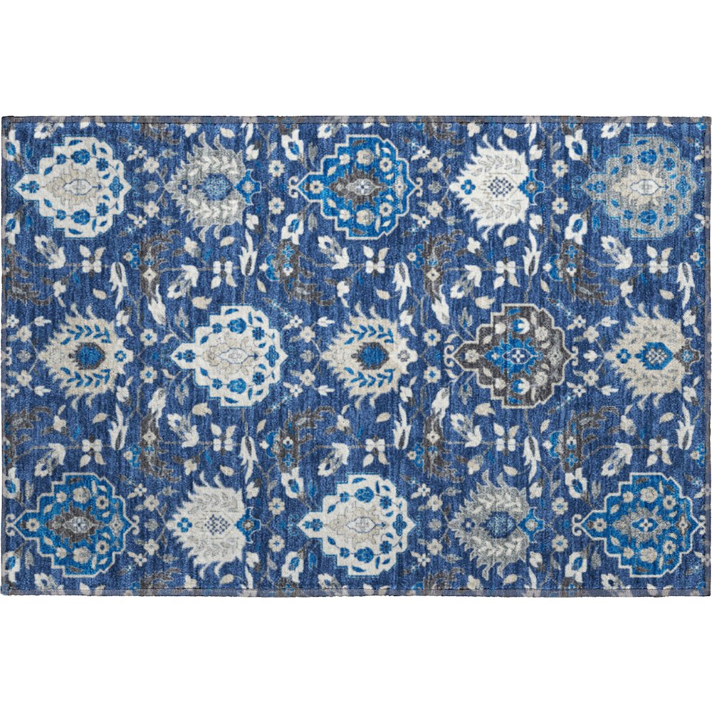 Premium Machine Washable Mayfield AMF1026 Navy 1'8" x 2'6" Rug. Picture 1