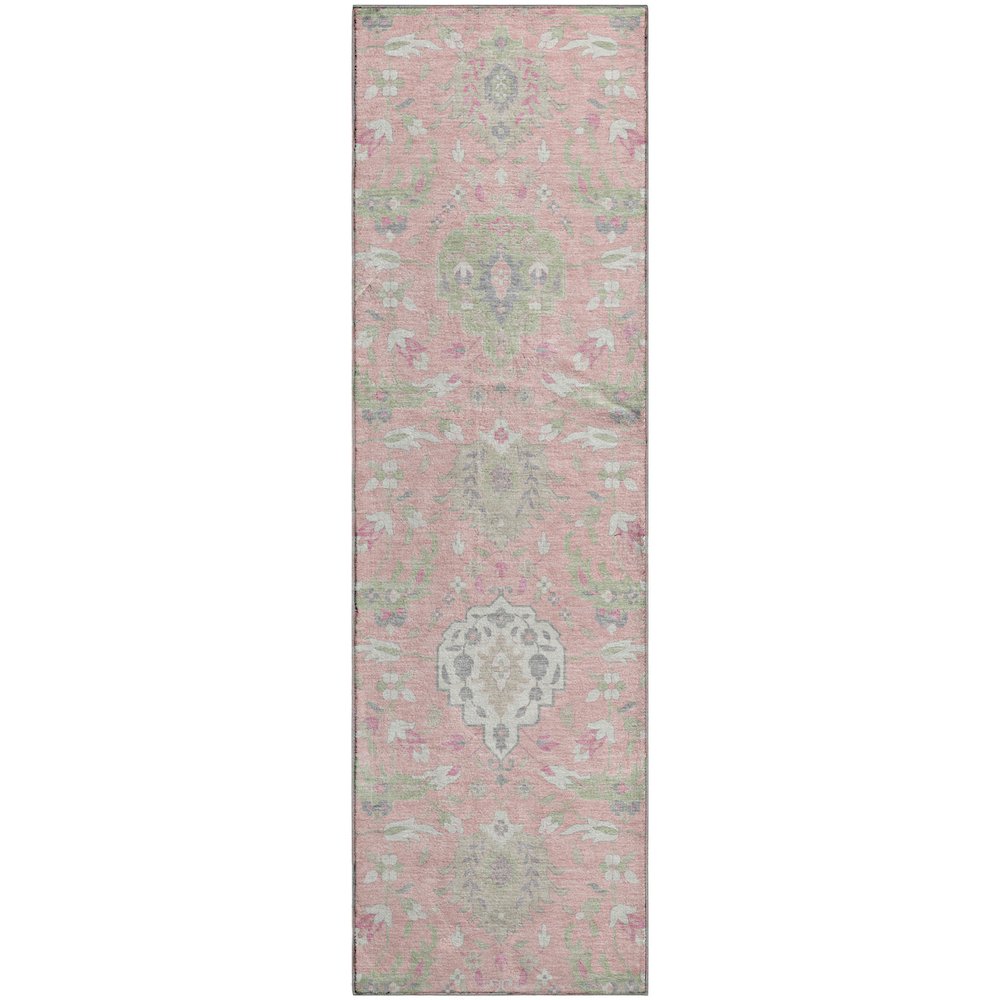 Premium Machine Washable Mayfield AMF1026 Pink 2'3" x 7'6" Runner Rug. Picture 1