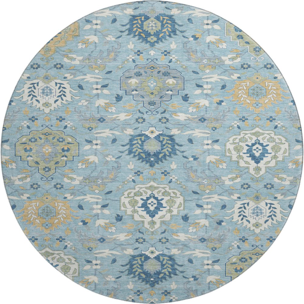 Premium Machine Washable Mayfield AMF1026 Sky 8' x 8' Round Rug. Picture 1
