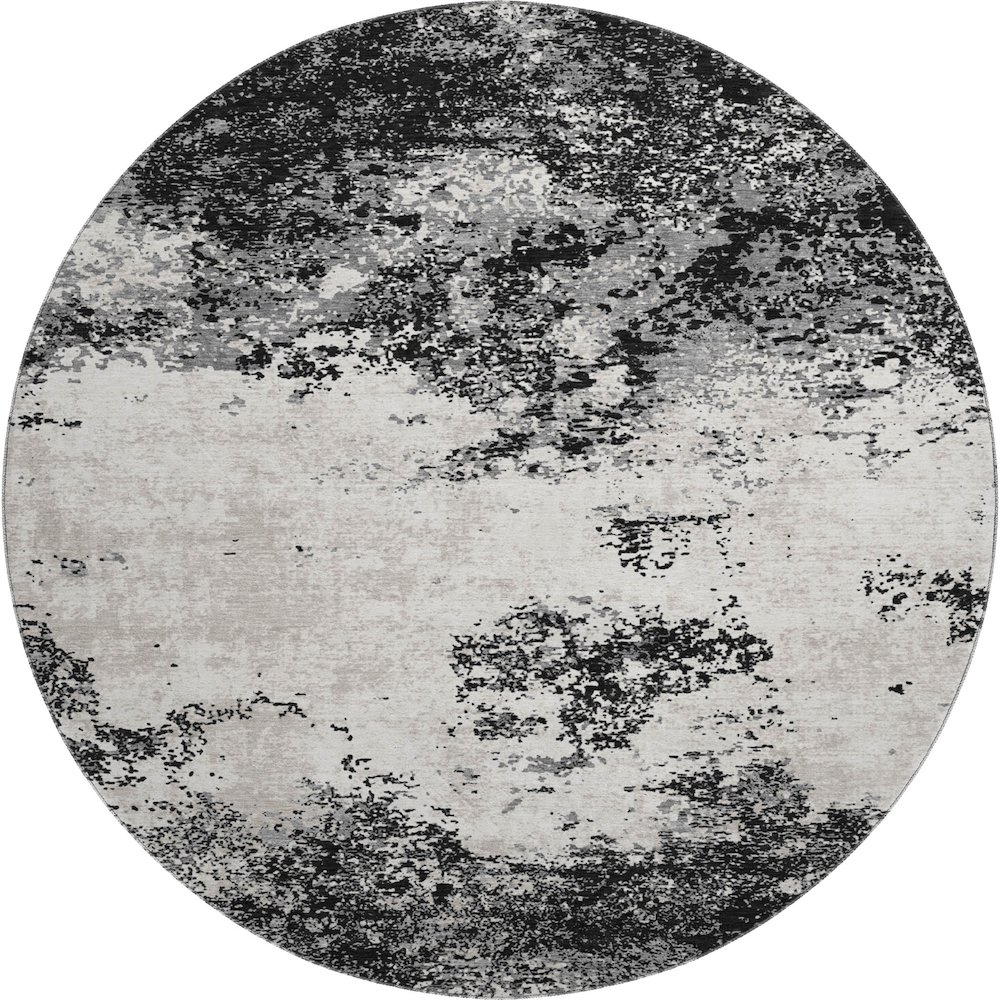 Premium Machine Washable Mayfield AMF1027 Black 8' x 8' Round Rug. Picture 1