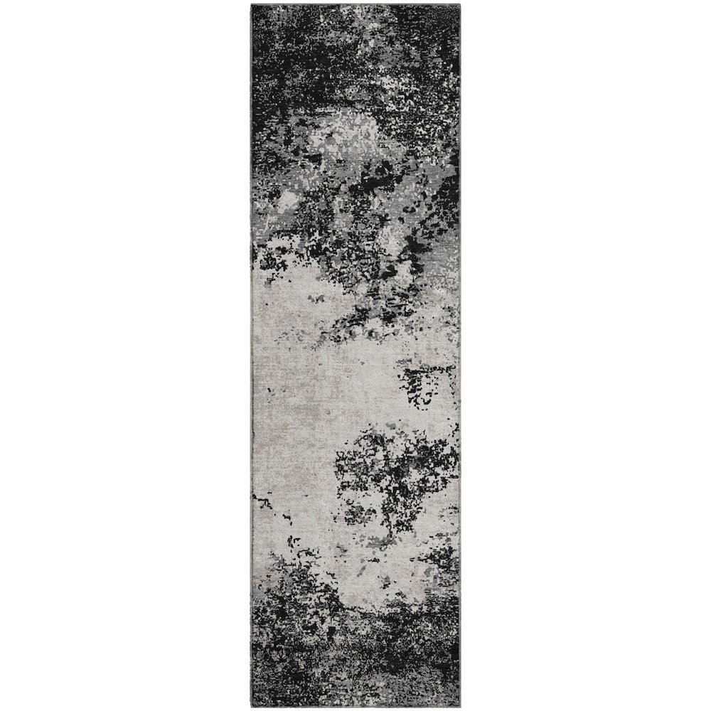 Premium Machine Washable Mayfield AMF1027 Black 2'3" x 7'6" Runner Rug. Picture 1