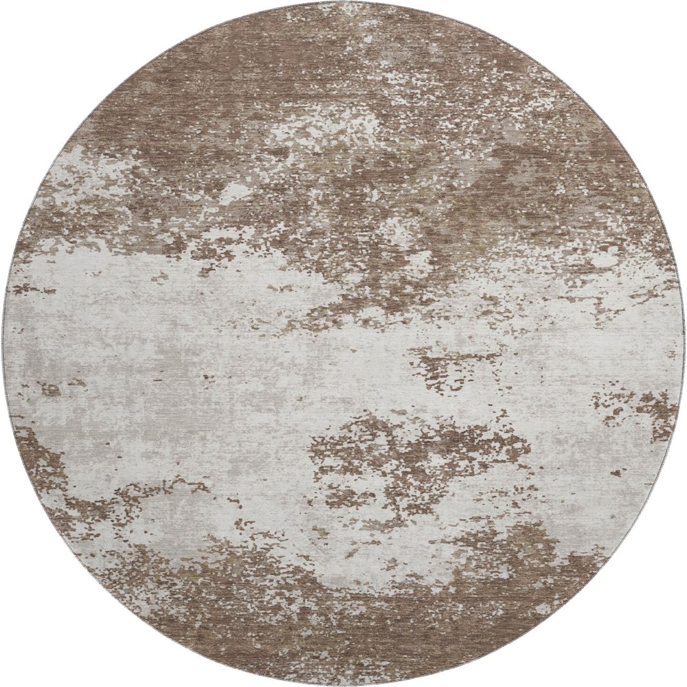 Premium Machine Washable Mayfield AMF1027 Brown 8' x 8' Round Rug. Picture 1