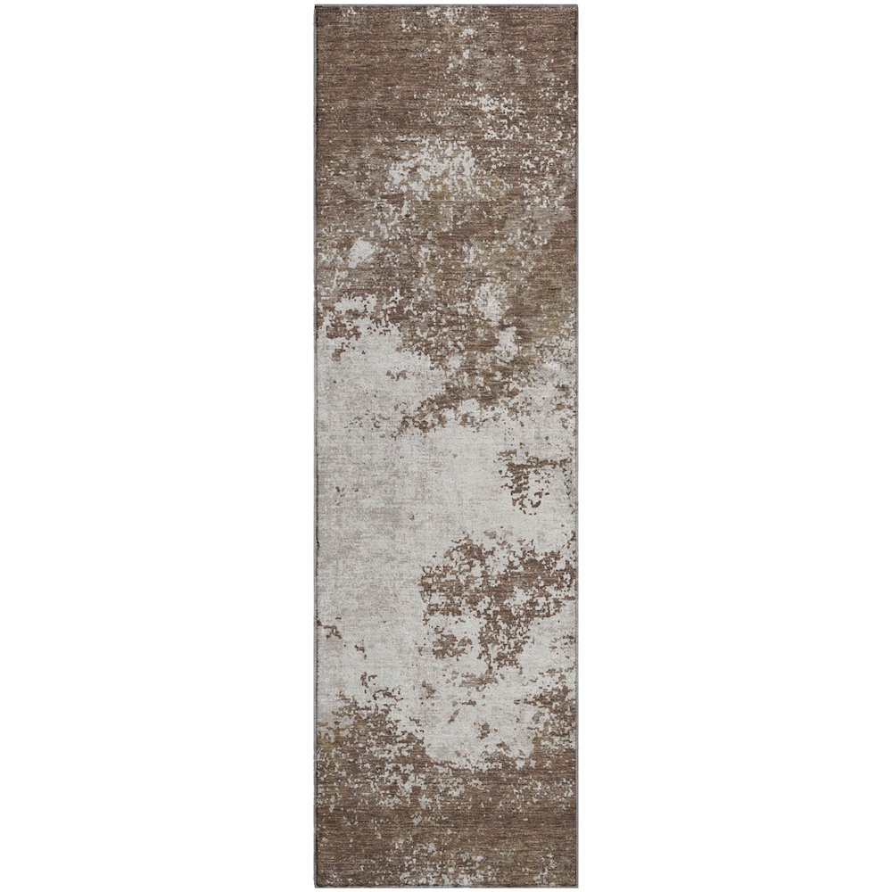 Premium Machine Washable Mayfield AMF1027 Brown 2'3" x 7'6" Runner Rug. Picture 1