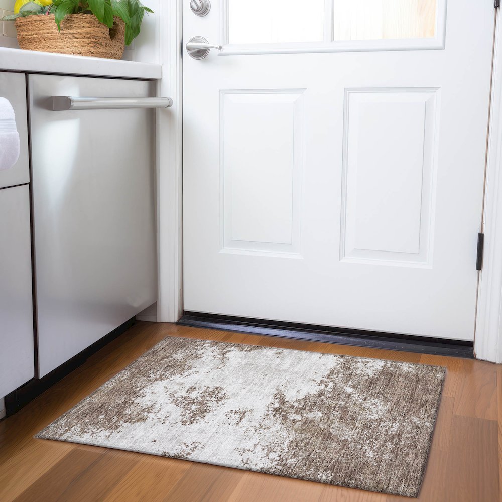 Premium Machine Washable Mayfield AMF1027 Brown 1'8" x 2'6" Rug. Picture 5