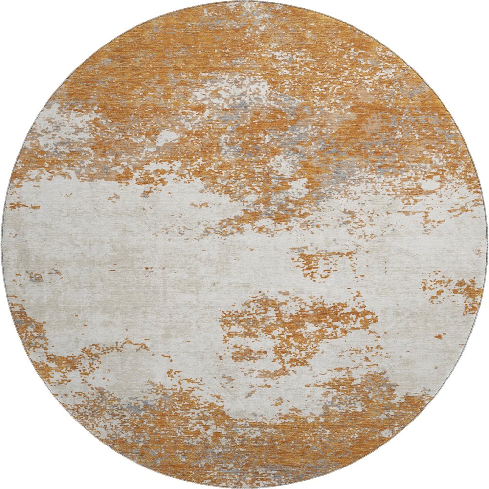 Premium Machine Washable Mayfield AMF1027 Copper 8' x 8' Round Rug. Picture 1