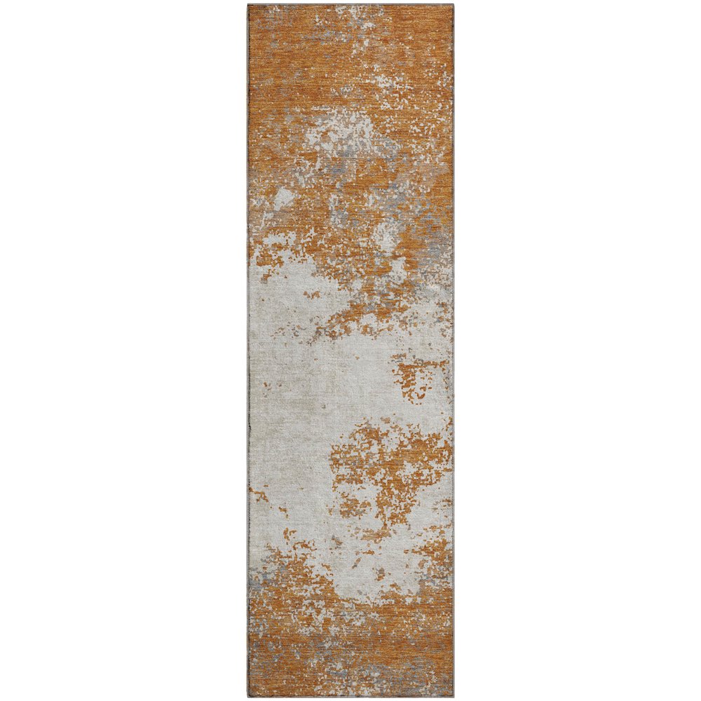 Premium Machine Washable Mayfield AMF1027 Copper 2'3" x 7'6" Runner Rug. Picture 1