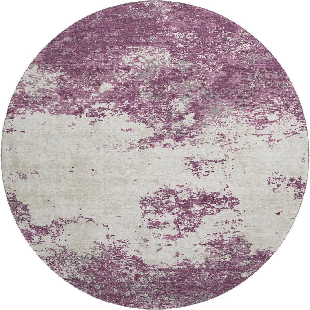 Premium Machine Washable Mayfield AMF1027 Eggplant 8' x 8' Round Rug. Picture 1