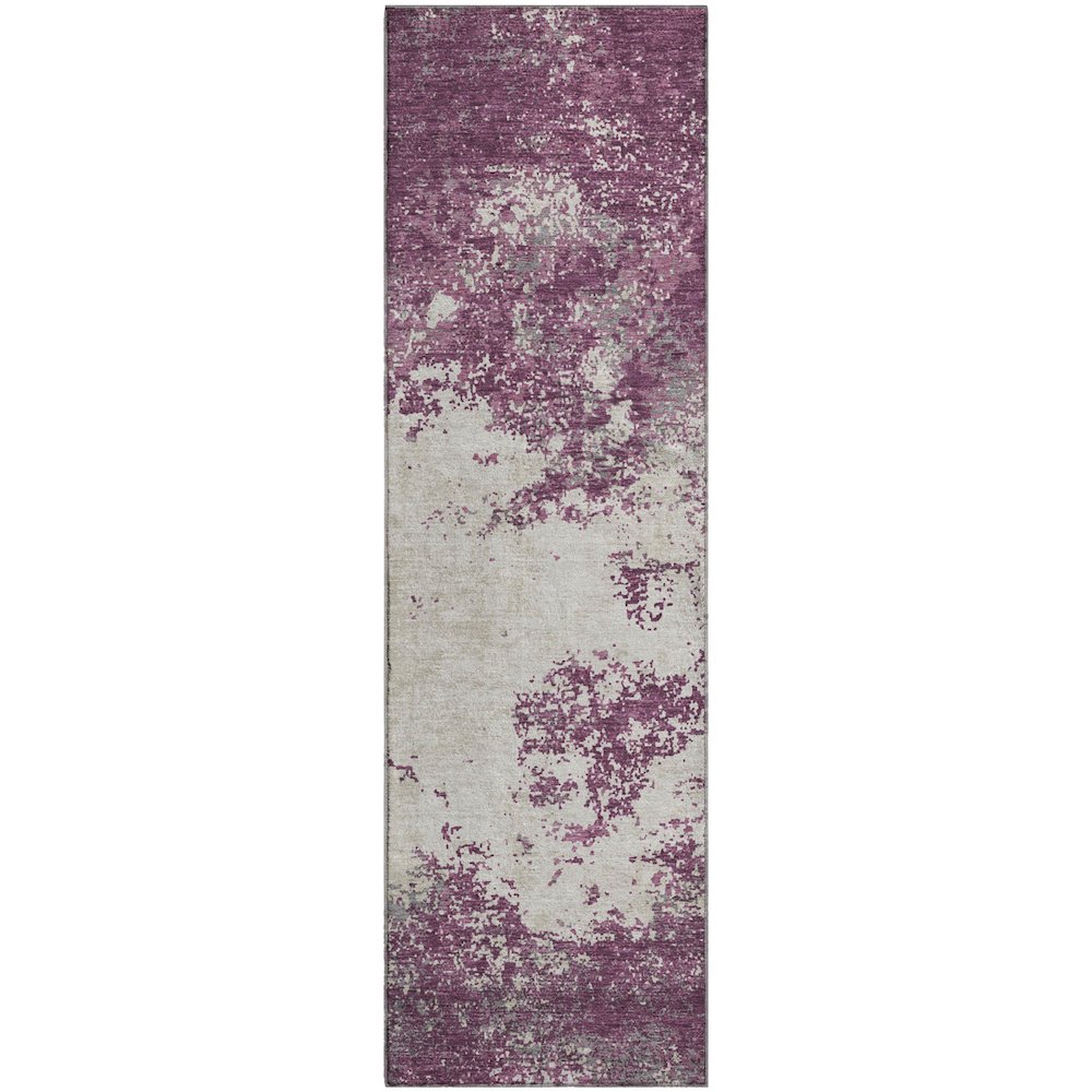 Premium Machine Washable Mayfield AMF1027 Eggplant 2'3" x 7'6" Runner Rug. Picture 1