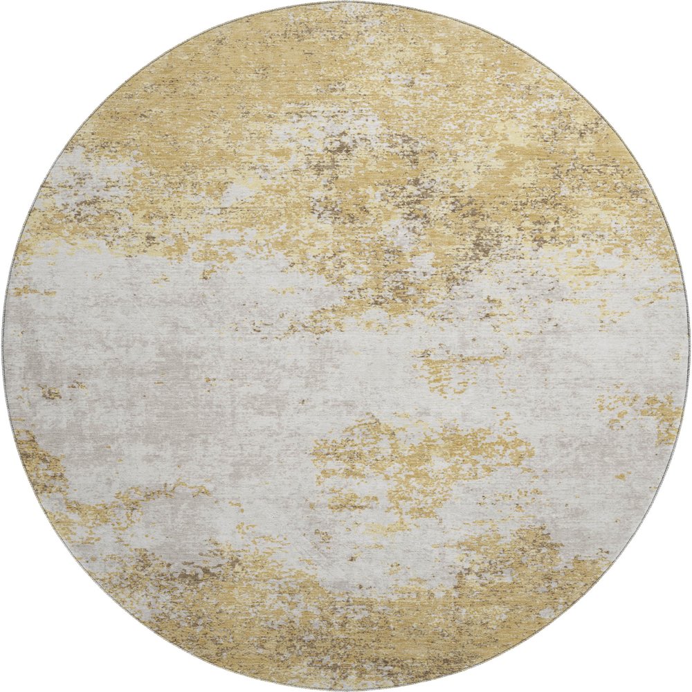 Premium Machine Washable Mayfield AMF1027 Gold 8' x 8' Round Rug. Picture 1