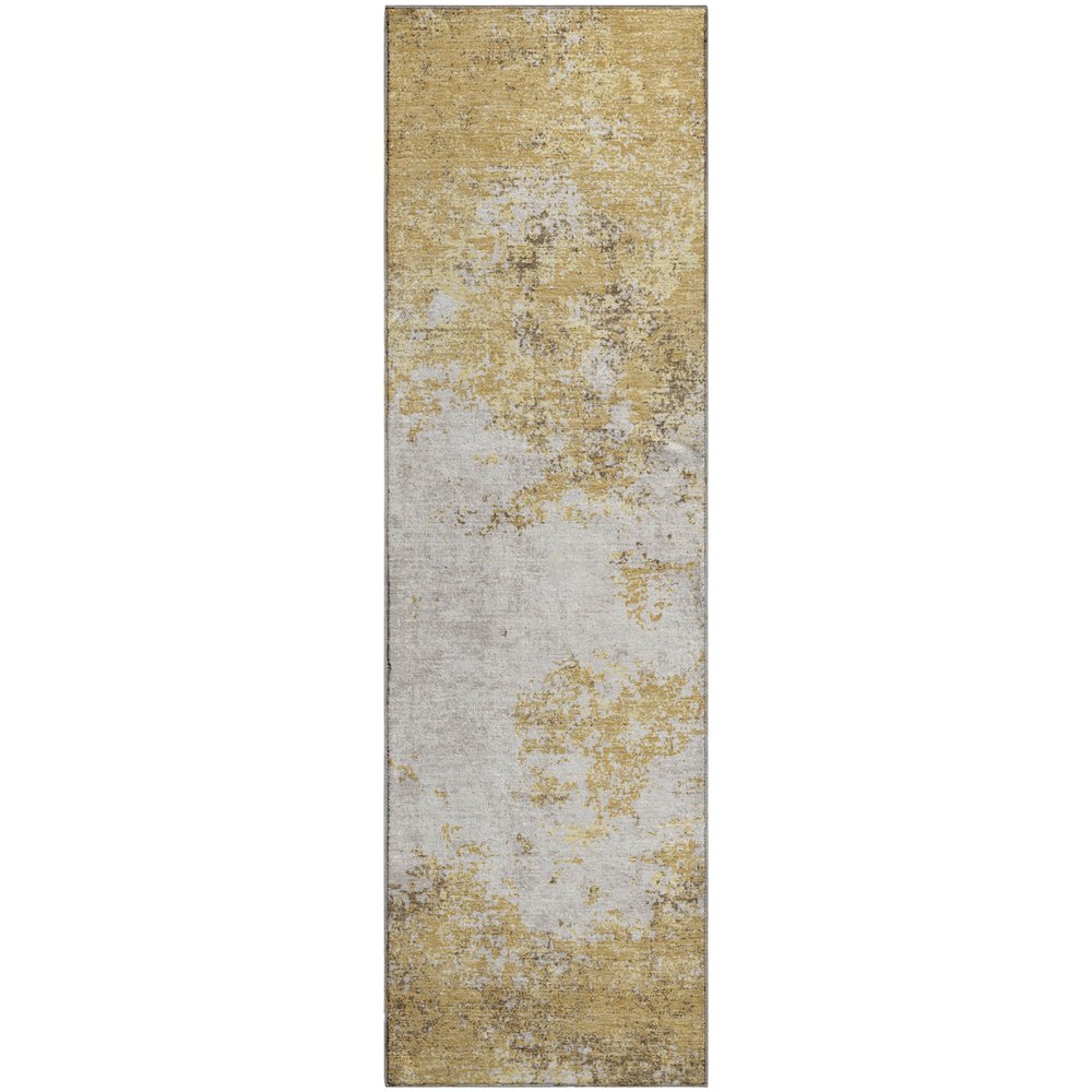 Premium Machine Washable Mayfield AMF1027 Gold 2'3" x 7'6" Runner Rug. Picture 1