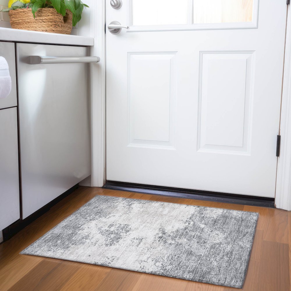 Premium Machine Washable Mayfield AMF1027 Gray 1'8" x 2'6" Rug. Picture 5