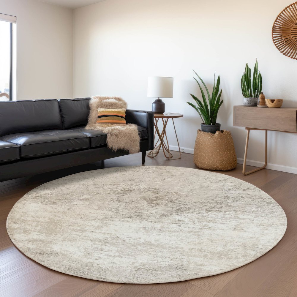 Premium Machine Washable Mayfield AMF1027 Ivory 8' x 8' Round Rug. Picture 5