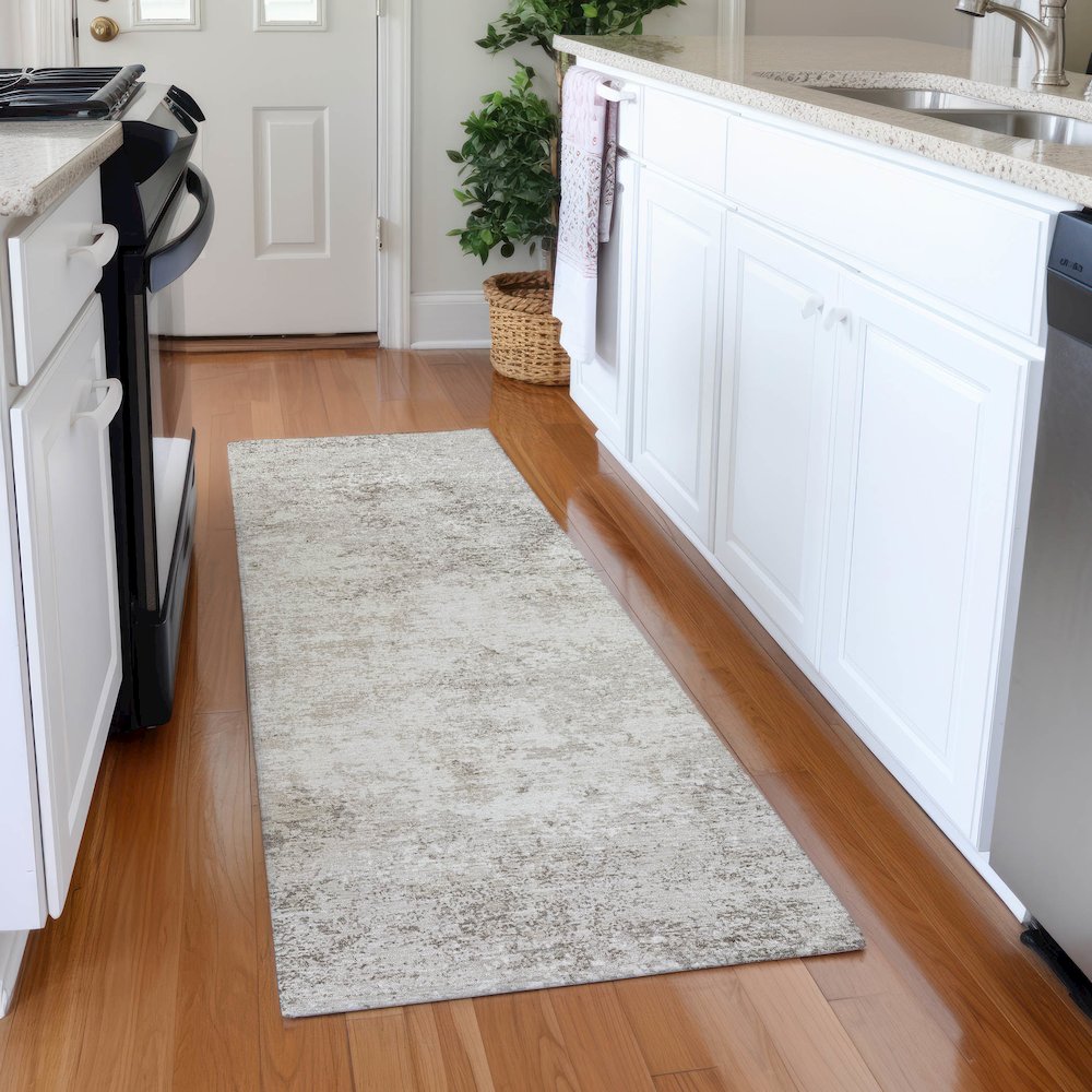 Premium Machine Washable Mayfield AMF1027 Ivory 2'3" x 7'6" Runner Rug. Picture 5